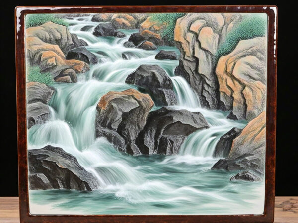 Flowing Rivers - Ink and Ceramic Art: Capturing the Eternal Rhythm of Water and Nature