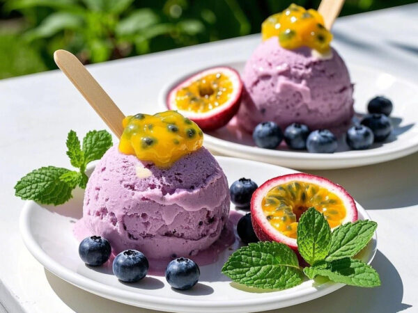 Blueberry Passion Fruit Ice Cream — A Refreshing Summer Treat with a Burst of Fruit Flavors