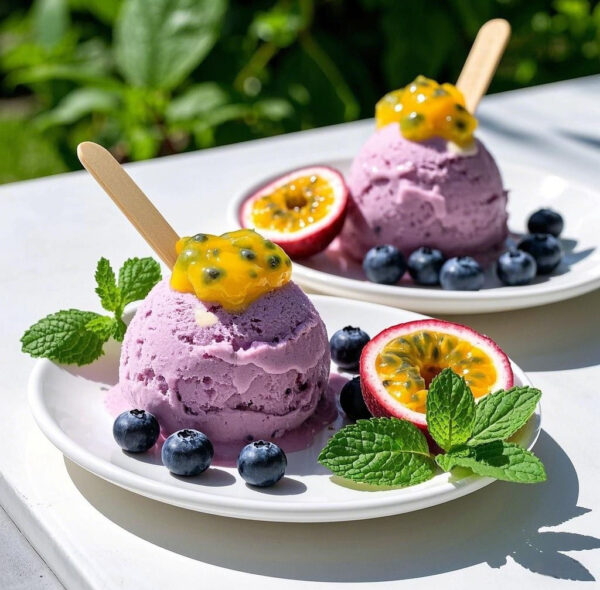 Blueberry Passion Fruit Ice Cream — A Refreshing Summer Treat with a Burst of Fruit Flavors