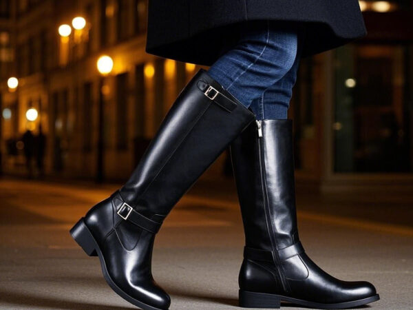 Knee-High Leather Boots "Nightfall Wanderer" — Ultimate Coolness, Traverse the Night
