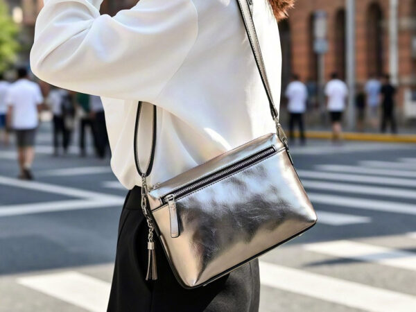Metallic Zipper Shoulder Bag "Radiant Glow" — Where Fashion Meets Function