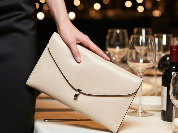 Minimalist Leather Clutch "Dancing Through Time" — A Perfect Blend of Elegance and Classic Style