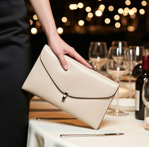 Minimalist Leather Clutch "Dancing Through Time" — A Perfect Blend of Elegance and Classic Style