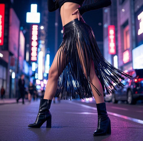 Dance in the Wind Fringed Leather Skirt