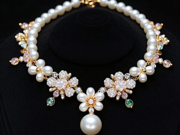 Splendid Blooms Pearl and Gemstone Necklace