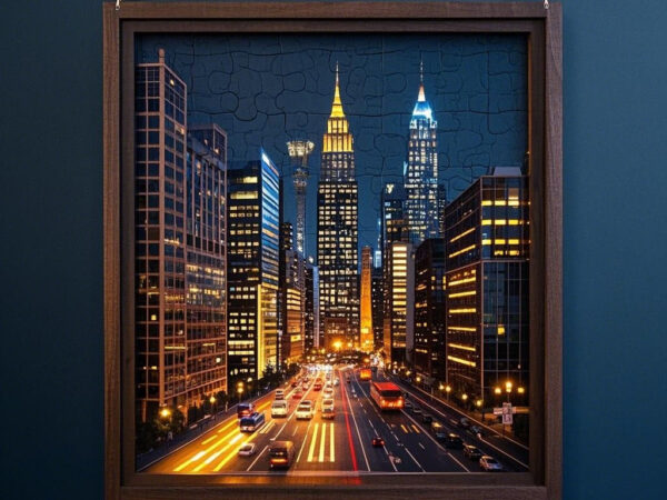 City Nightscape Wooden Puzzle