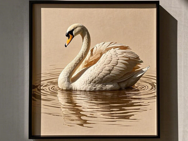 “Swan's Dream” Sheepskin Carving Artwork - A Dream of Elegance and Nature