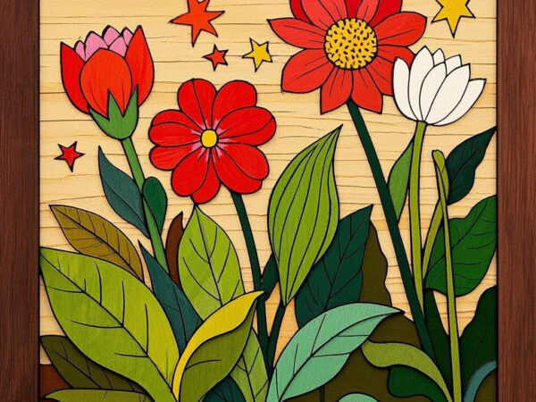 Le Langage des Fleurs à Travers les Saisons – Illustrations en Bois "Langage des Quatre Saisons"
