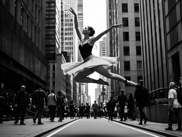 Graceful Strides: Dancers and Urban Backdrops