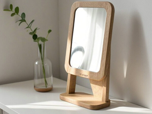 Elegant Wooden Vanity Mirror "Morning Light Shadows" – Let Beauty Blossom in the Morning Glow