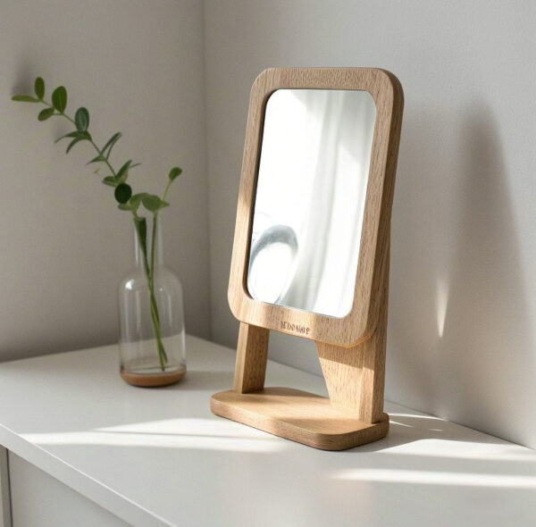 Elegant Wooden Vanity Mirror "Morning Light Shadows" – Let Beauty Blossom in the Morning Glow