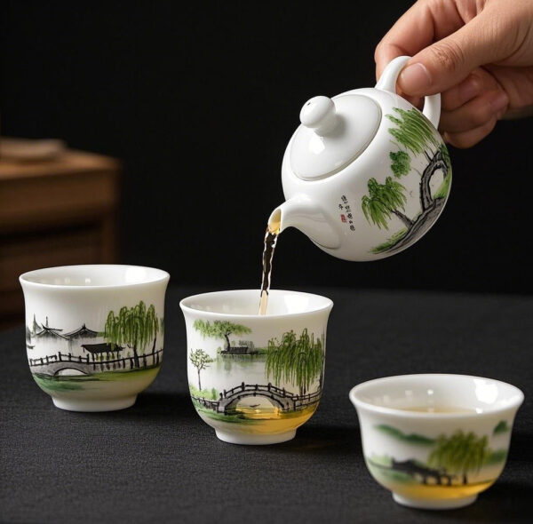 Ceramic Art Tea Set "Jiangnan Water Town" – Savor the Elegance of Jiangnan