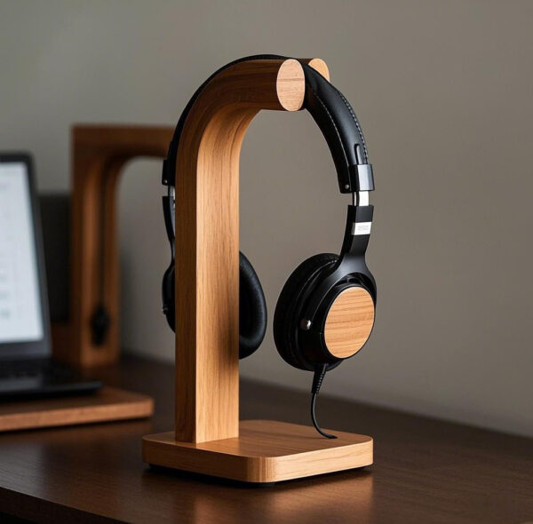 Minimalist Wooden Headphone Stand "Harmony's Home" — Create a Space Just for Your Music