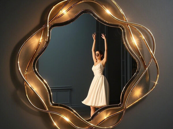 Handmade Metal Art Mirror "Dance of Light and Shadow" — Add Unique Artistic Charm to Your Living Space
