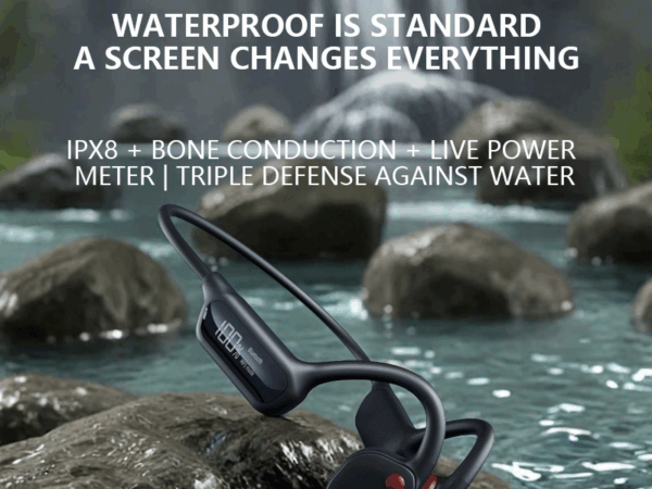 ​​Live Power Display + IPX8 Waterproof | Custom BoneConduct™: The Non-Ear Revolution