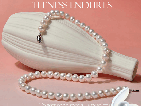 Luminous White Pearl Necklace – 925 Silver Clasp, Timeless & Chic