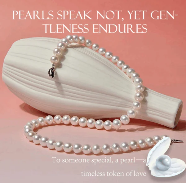 Luminous White Pearl Necklace – 925 Silver Clasp, Timeless & Chic