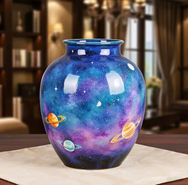 “Heaven and Earth” Hand-Painted Ceramic Jar