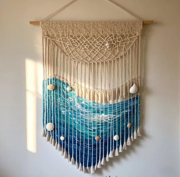 “Rhythm of the Sea Breeze” Handcrafted Jute Tapestry - A Gentle Breeze and the Poetry of Nature